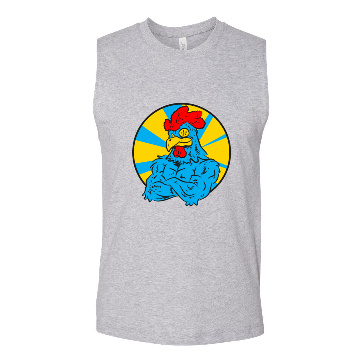 Big Cock Men's Muscle Tank Top in Dark Grey Heather, showcasing a modern fit and soft cotton fabric.