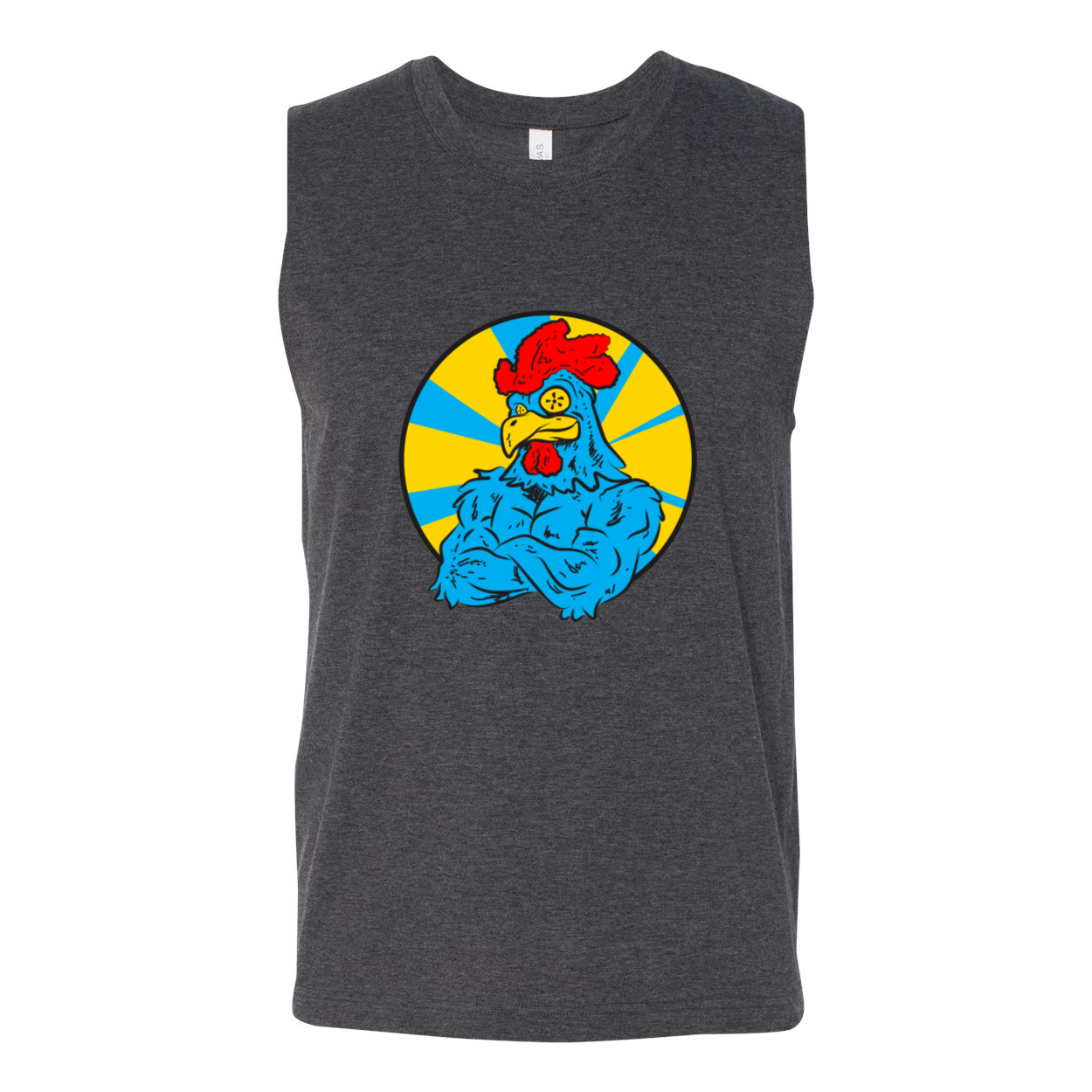 Big Cock Men's Muscle Tank Top in Dark Grey Heather, showcasing a modern fit and soft cotton fabric.