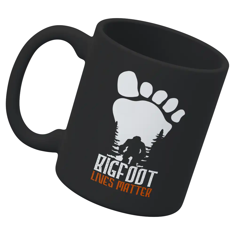 Bigfoot Lives Matter 11oz ceramic mug with UV printed design, showcasing a fun and unique statement.