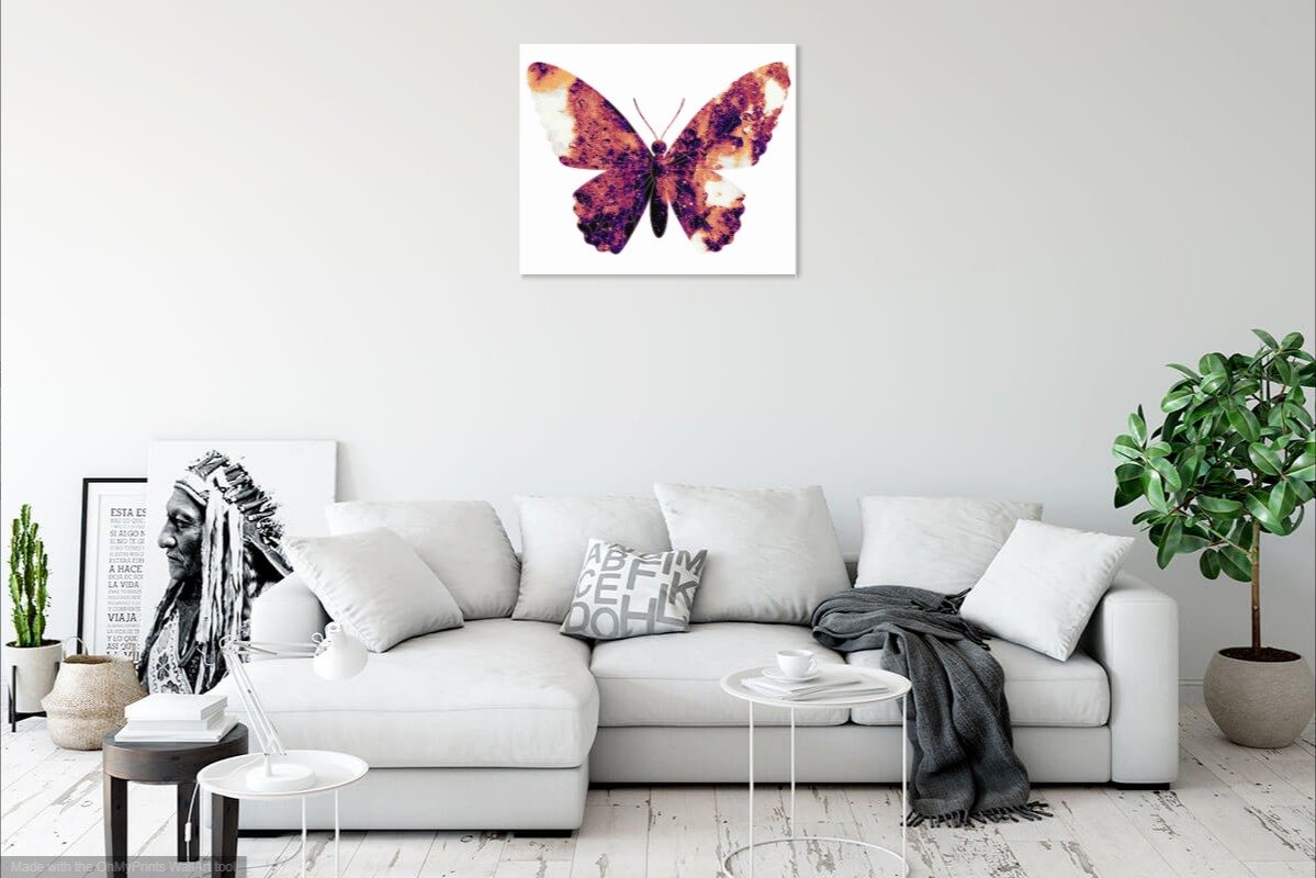 A vibrant Butterfly Contemporary Pop Art Print featuring bold colors and a playful design, perfect for home decor.