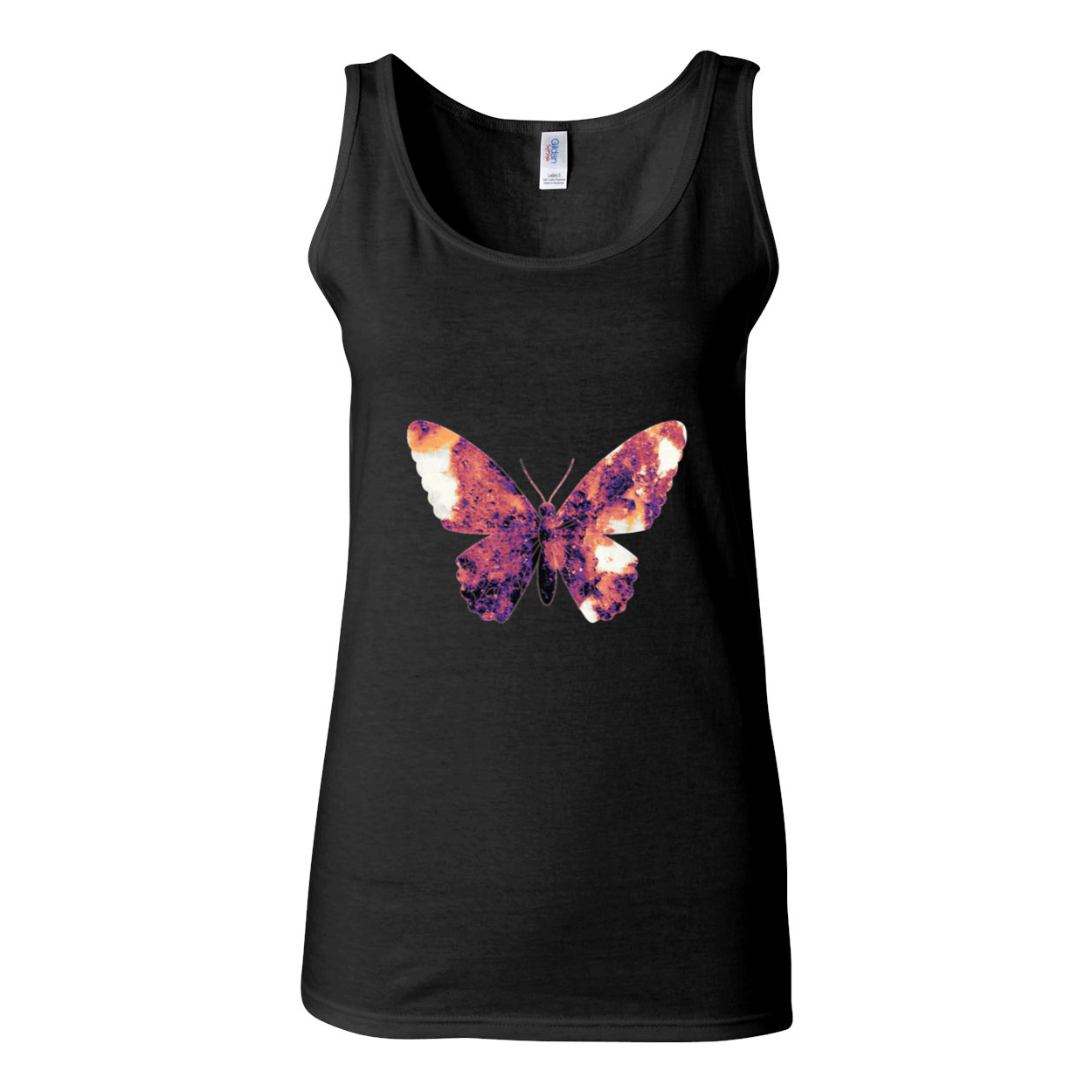 Butterfly Softstyle Women's Tank Top in Sport Grey, featuring wide straps and rib-knit trim.