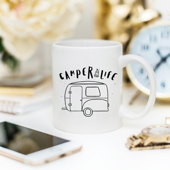 Camper Life Coffee Mug featuring a humorous camping design, made of high-quality ceramic, perfect for coffee or tea lovers.