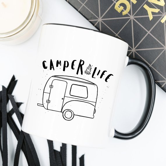 Camper Life Coffee Mug featuring a humorous camping design, made of high-quality ceramic, perfect for coffee or tea lovers.