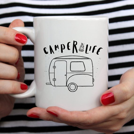 Camper Life Coffee Mug featuring a humorous camping design, made of high-quality ceramic, perfect for coffee or tea lovers.