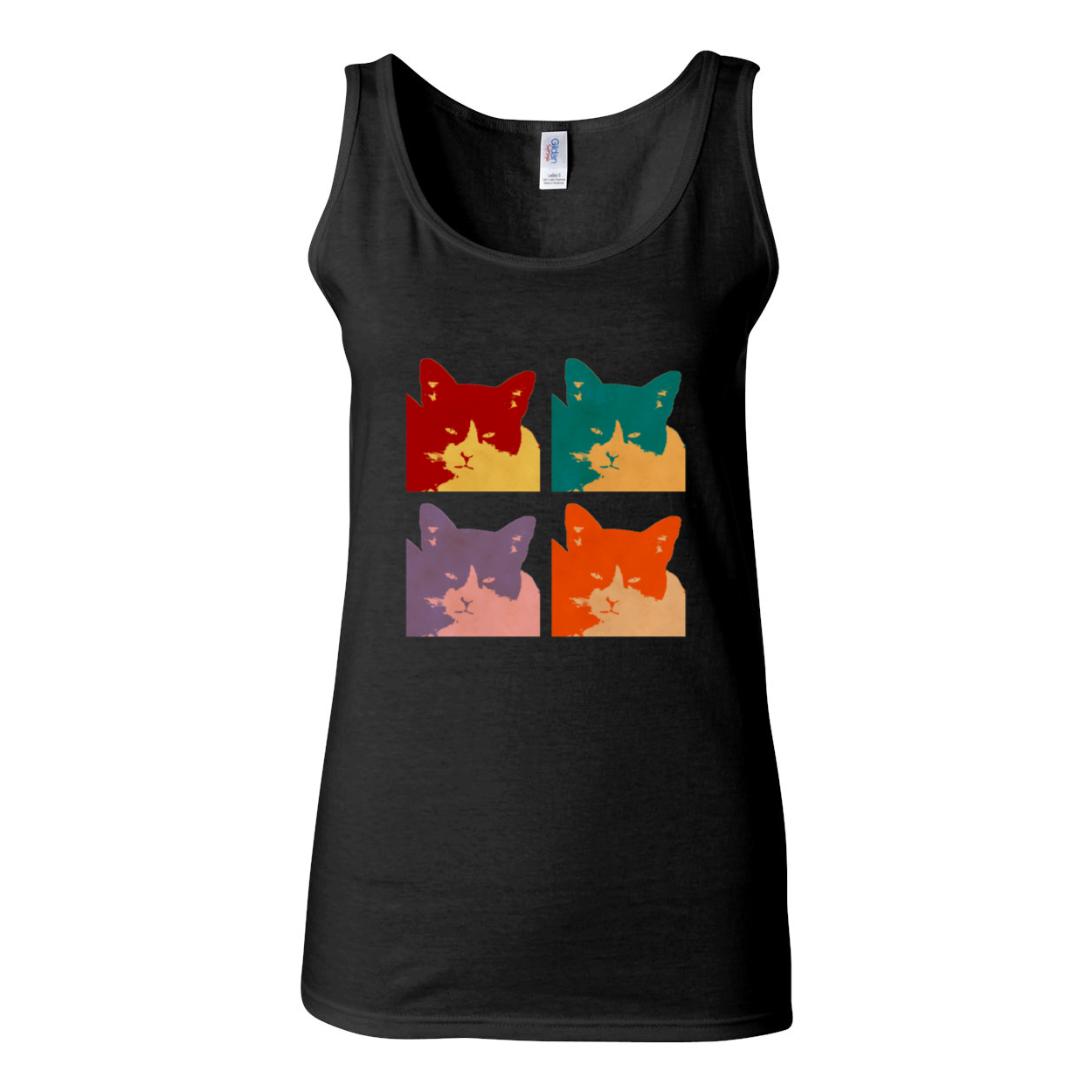 A stylish Cat's Today 4-Panel Softstyle Women's Tank Top in Sport Grey, featuring wide straps and rib-knit trim.