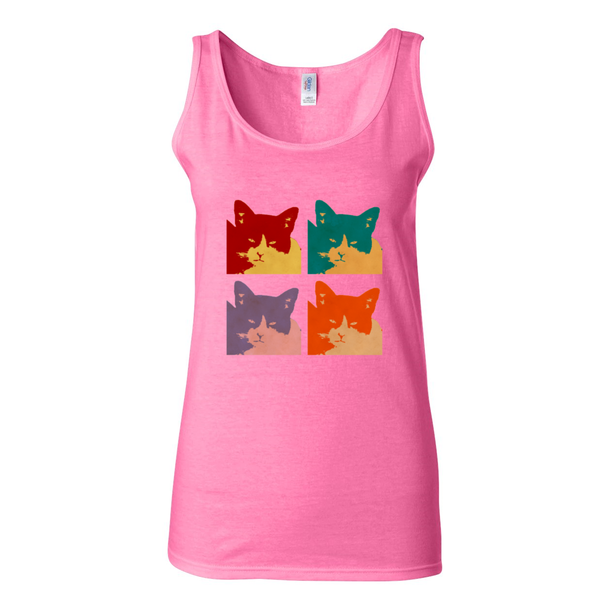 A stylish Cat's Today 4-Panel Softstyle Women's Tank Top in Sport Grey, featuring wide straps and rib-knit trim.