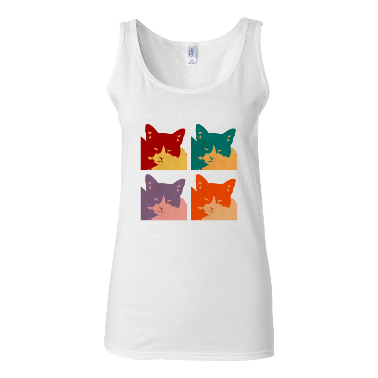 A stylish Cat's Today 4-Panel Softstyle Women's Tank Top in Sport Grey, featuring wide straps and rib-knit trim.