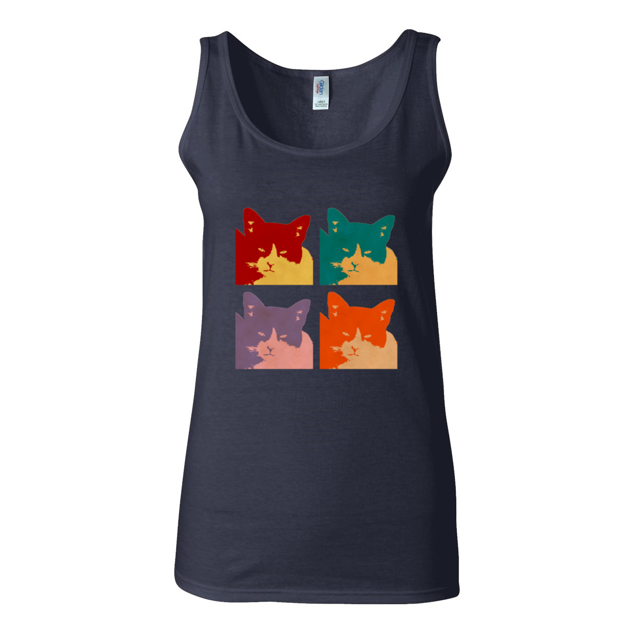 A stylish Cat's Today 4-Panel Softstyle Women's Tank Top in Sport Grey, featuring wide straps and rib-knit trim.