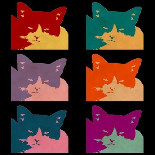 Cats Today 6-Panel Dark Portrait Pop Art Canvas Print featuring vibrant colors and textures, perfect for modern decor.