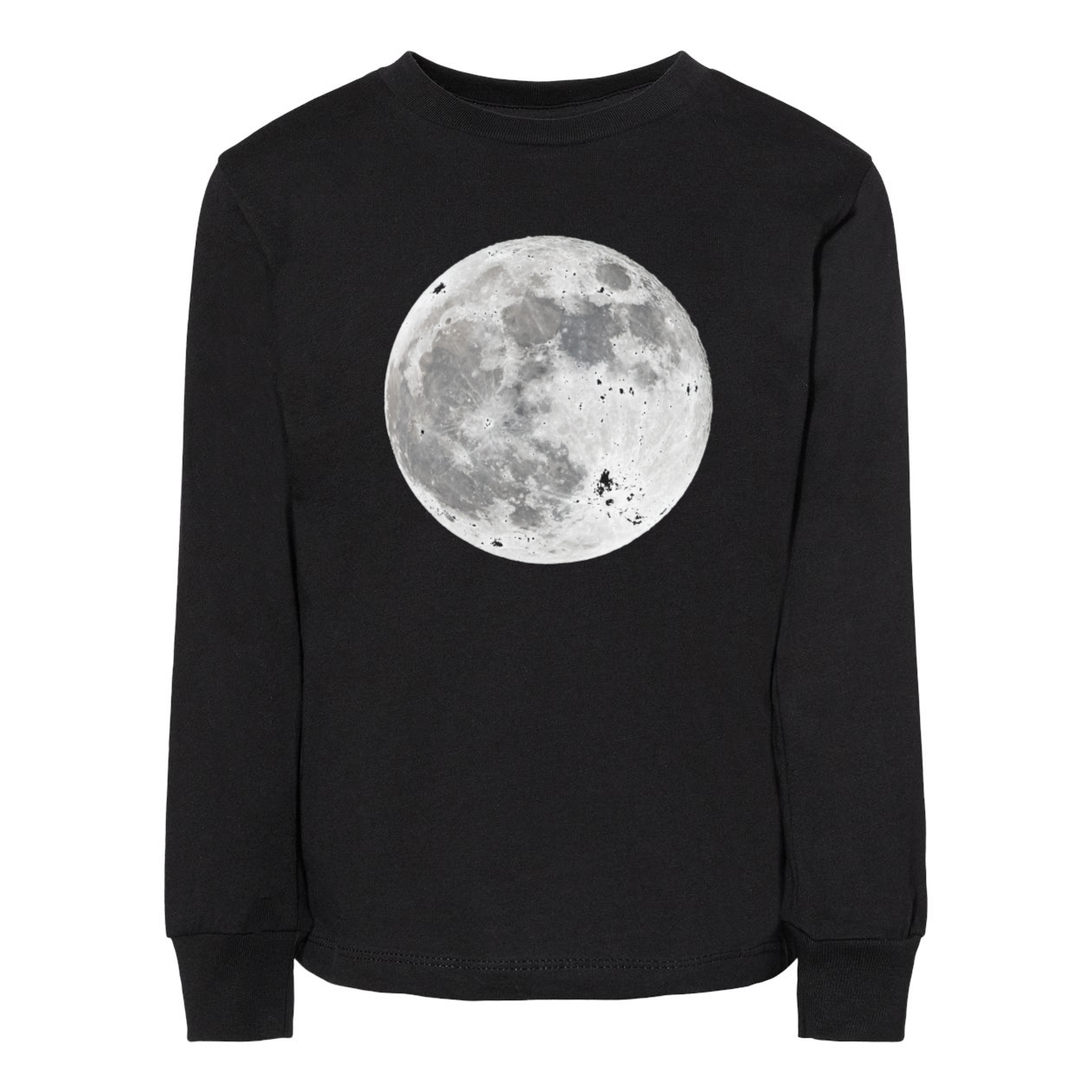 Contemporary Moon BELLA + CANVAS Toddler Jersey Long Sleeve Tee in various colors, showcasing its soft fabric and stylish design.