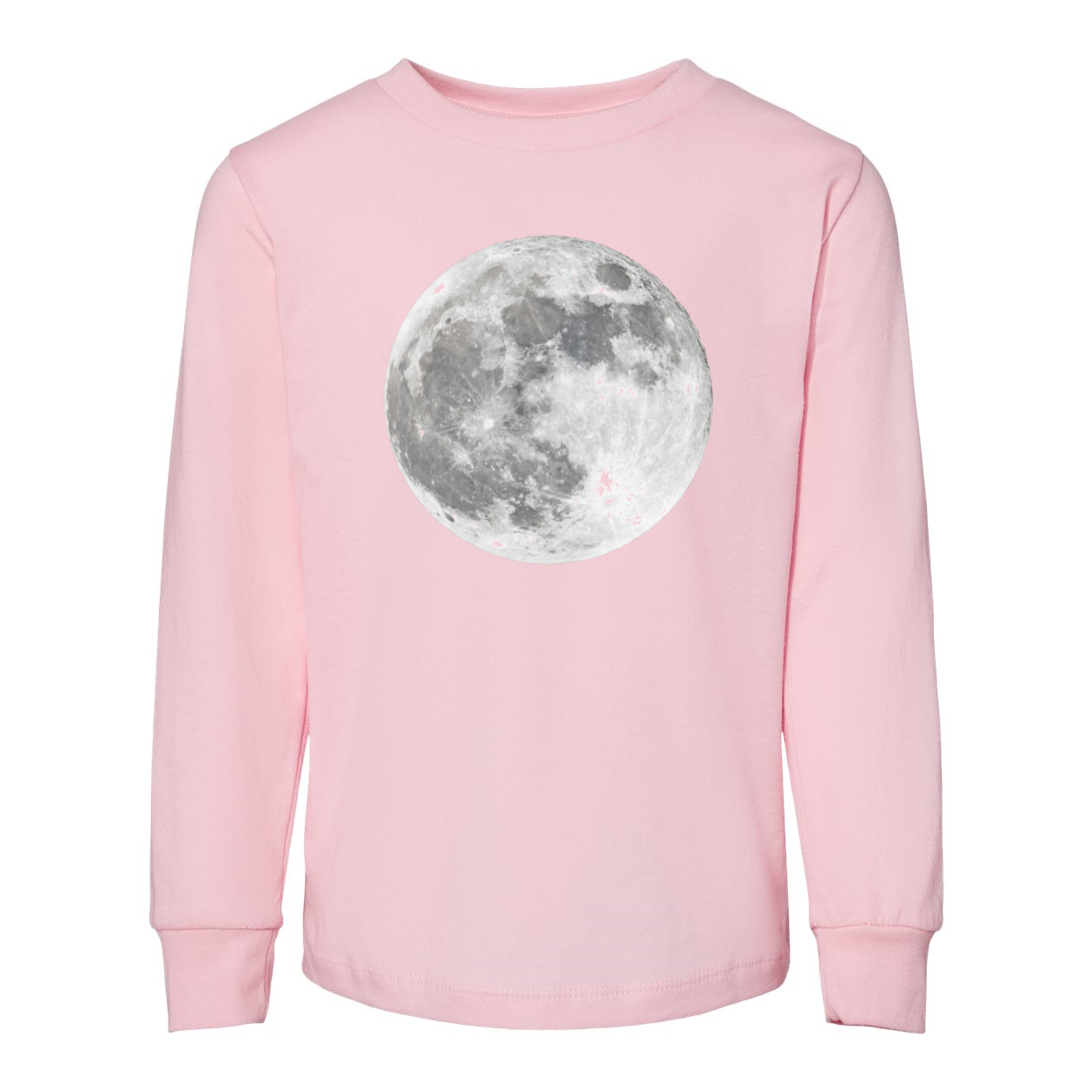 Contemporary Moon BELLA + CANVAS Toddler Jersey Long Sleeve Tee in various colors, showcasing its soft fabric and stylish design.