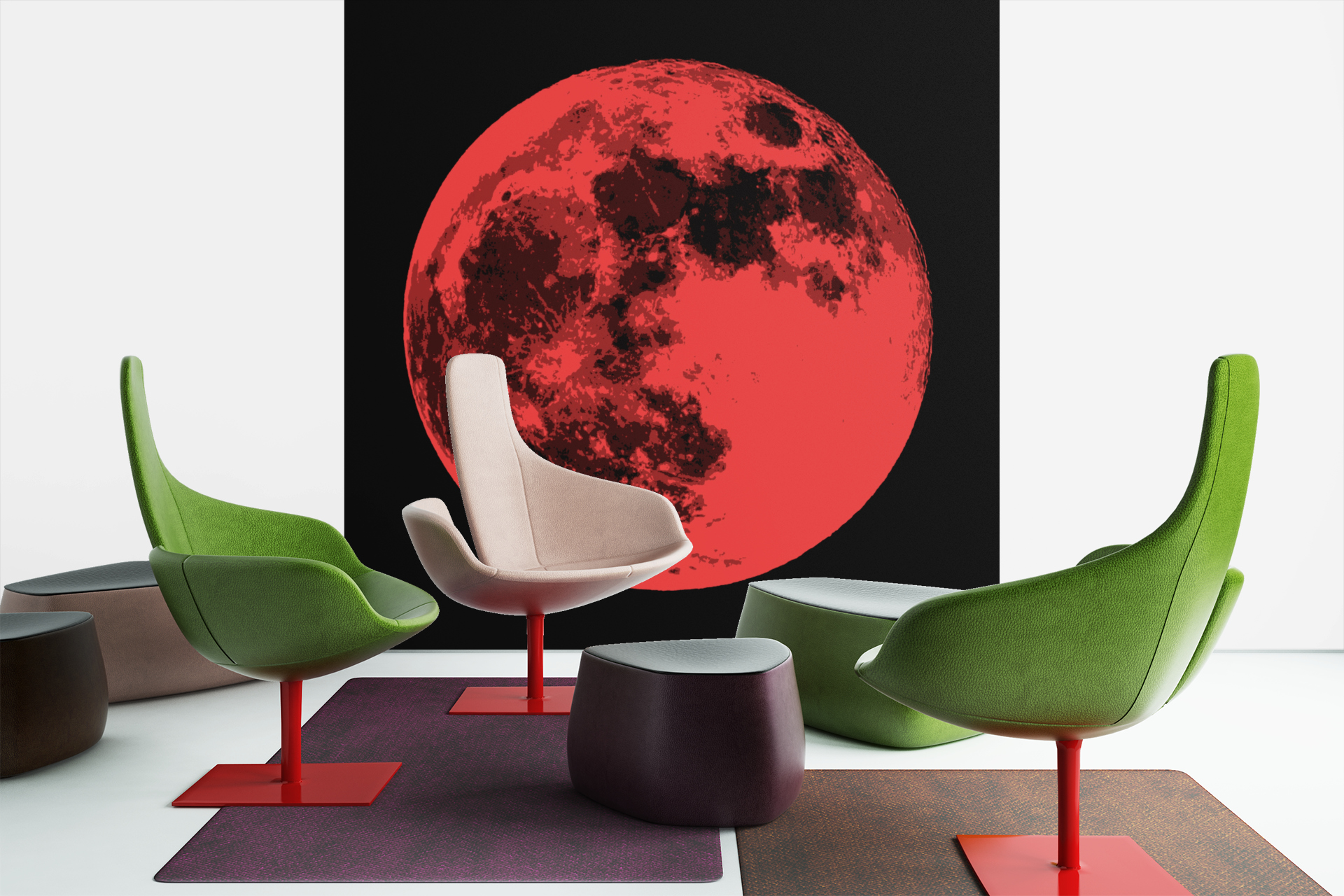 Contemporary Moon Pop Art Canvas Print featuring a vibrant full moon against a colorful sky, perfect for modern decor.