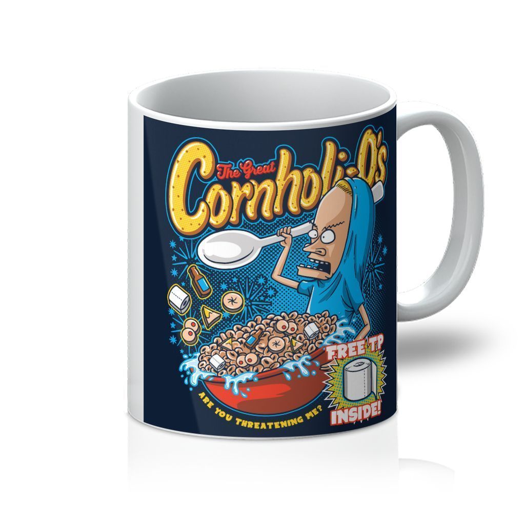 Cornholi-O's Mug featuring a glossy finish and sturdy handle, perfect for coffee or tea.