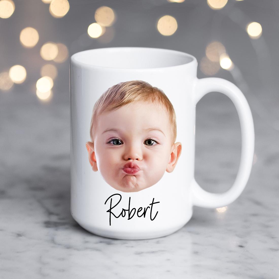 Customized Photo Mug featuring a personalized design with a glossy white finish, perfect for coffee and tea lovers.