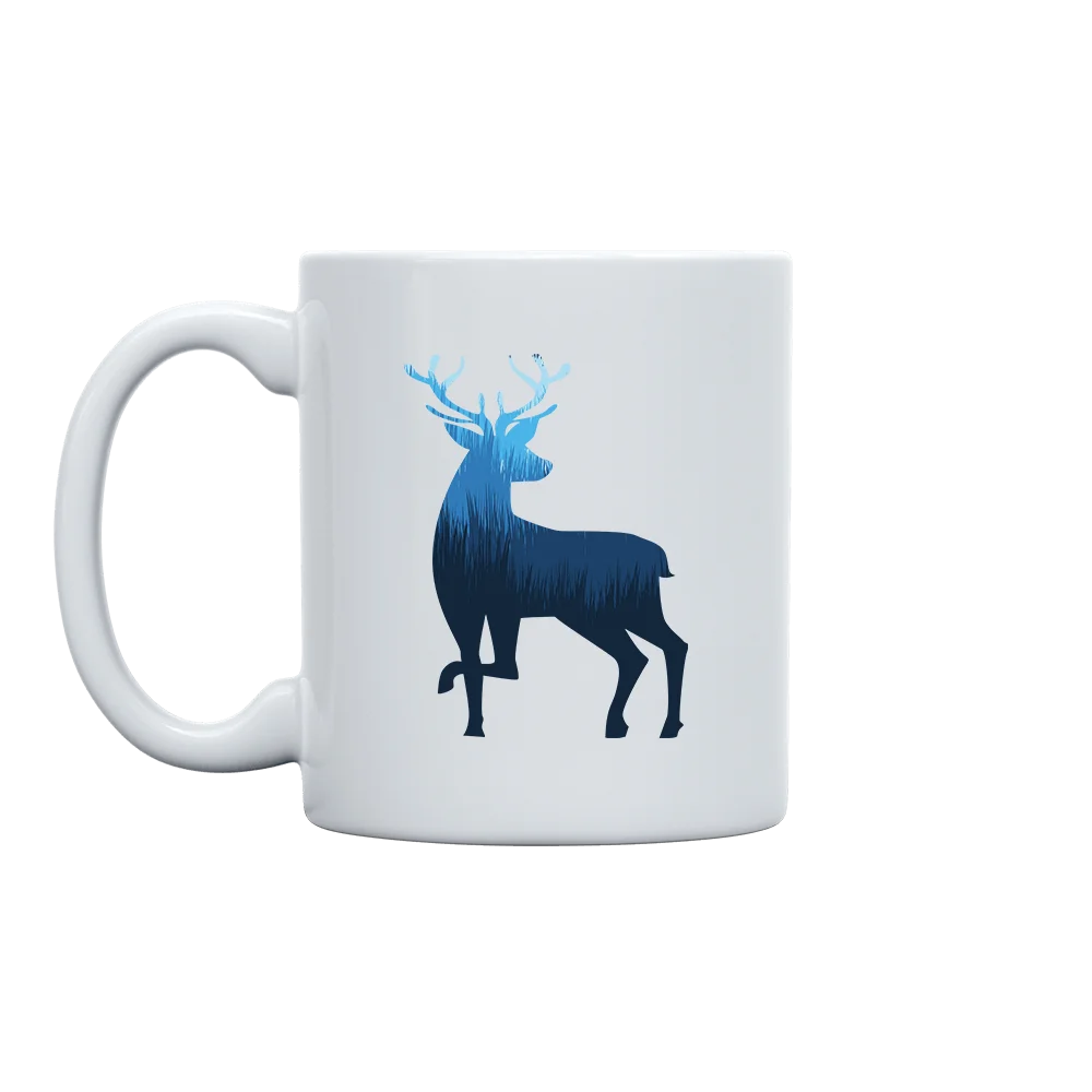 Deer Color 2 11oz Mug featuring vibrant UV printed design, sturdy ceramic construction, and a glazed finish for easy cleaning.