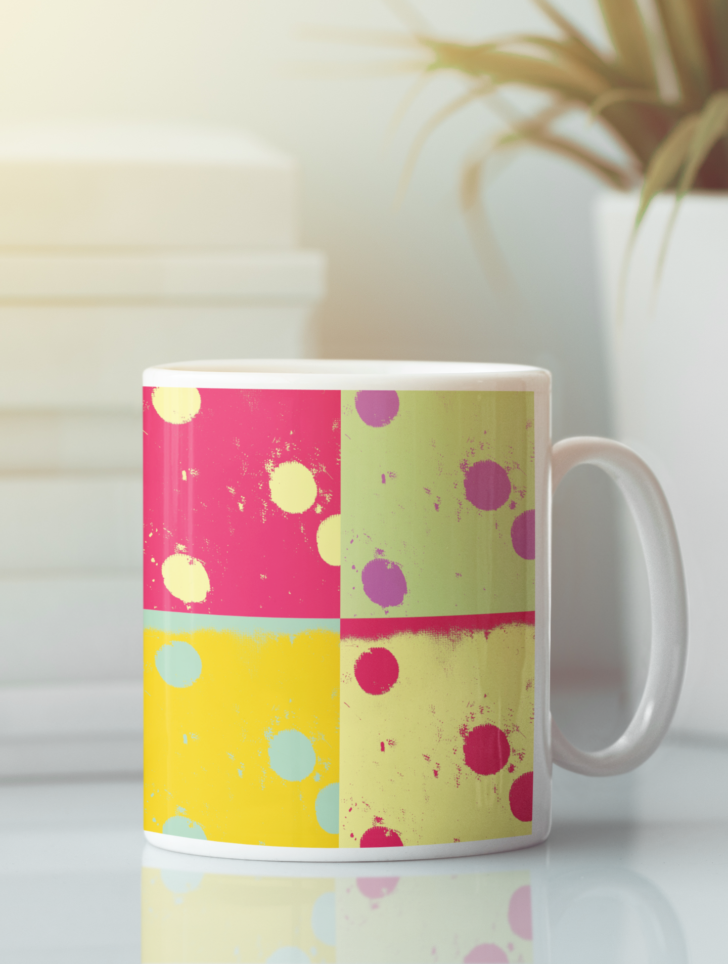 Dominoes Contemporary Abstract Pop Art Coffee Mug featuring vibrant colors and abstract designs, perfect for coffee or tea.