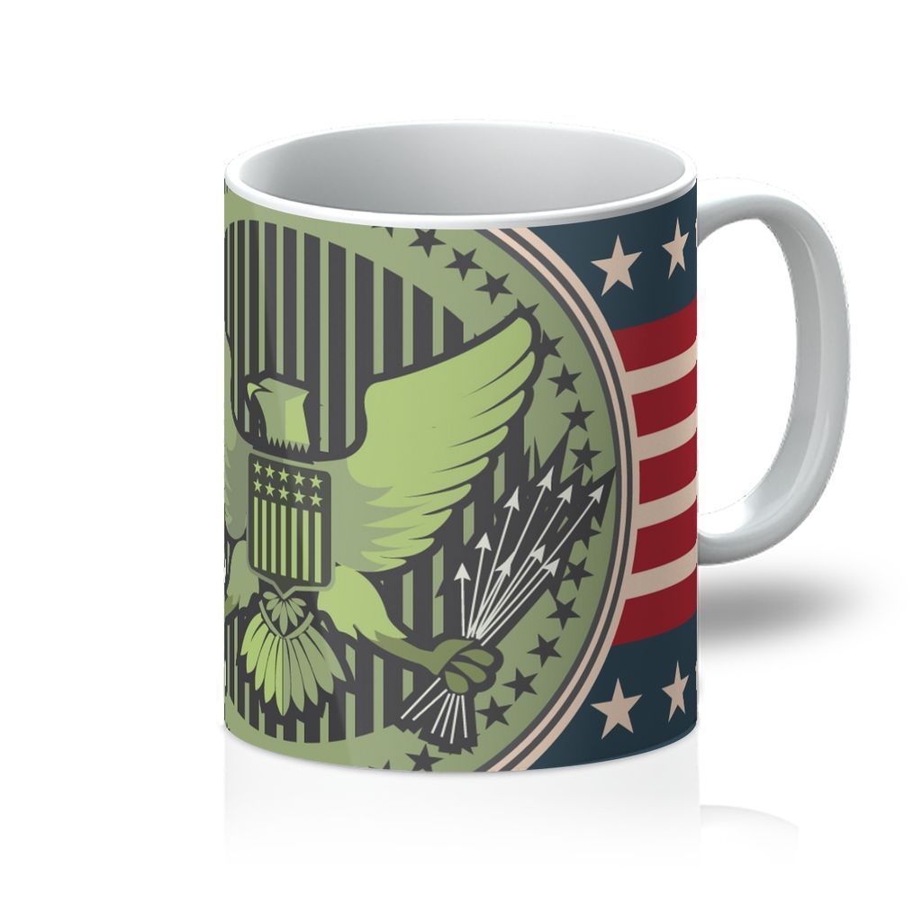 Eagle Seal Mug featuring a glossy finish and sturdy handle, ideal for coffee and tea.