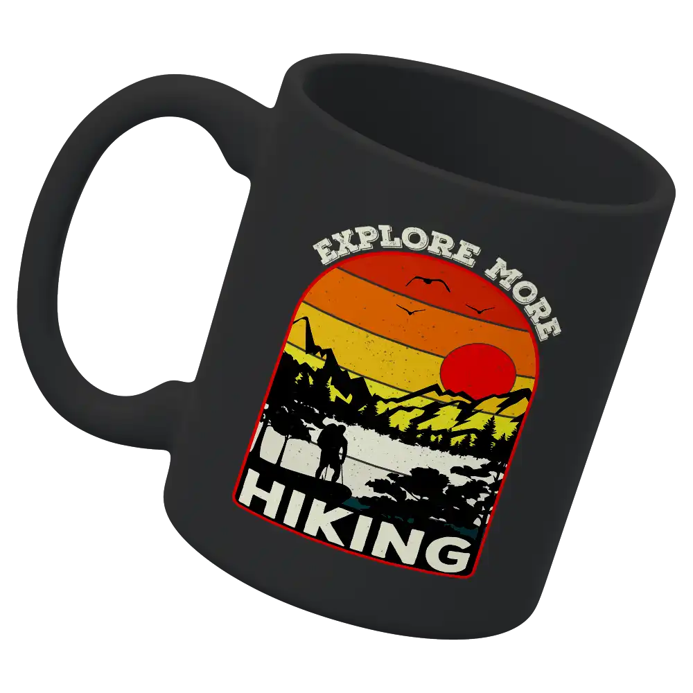 Explore More Hiking 11oz Mug with UV printed design, showcasing durability and style for outdoor enthusiasts.