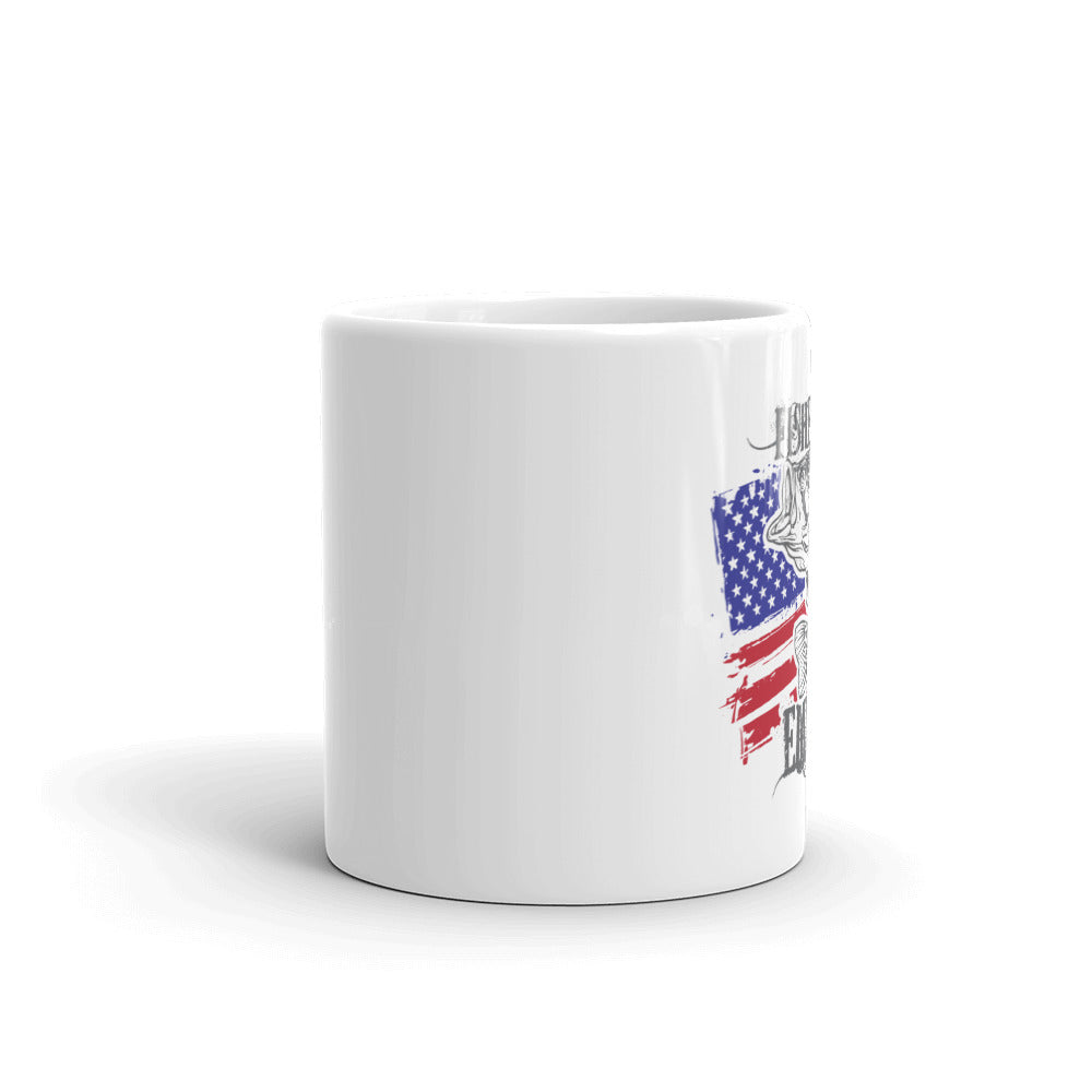 Fisherman American Empire 11oz Mug with UV printed design, showcasing a sturdy ceramic build and a comfortable handle.