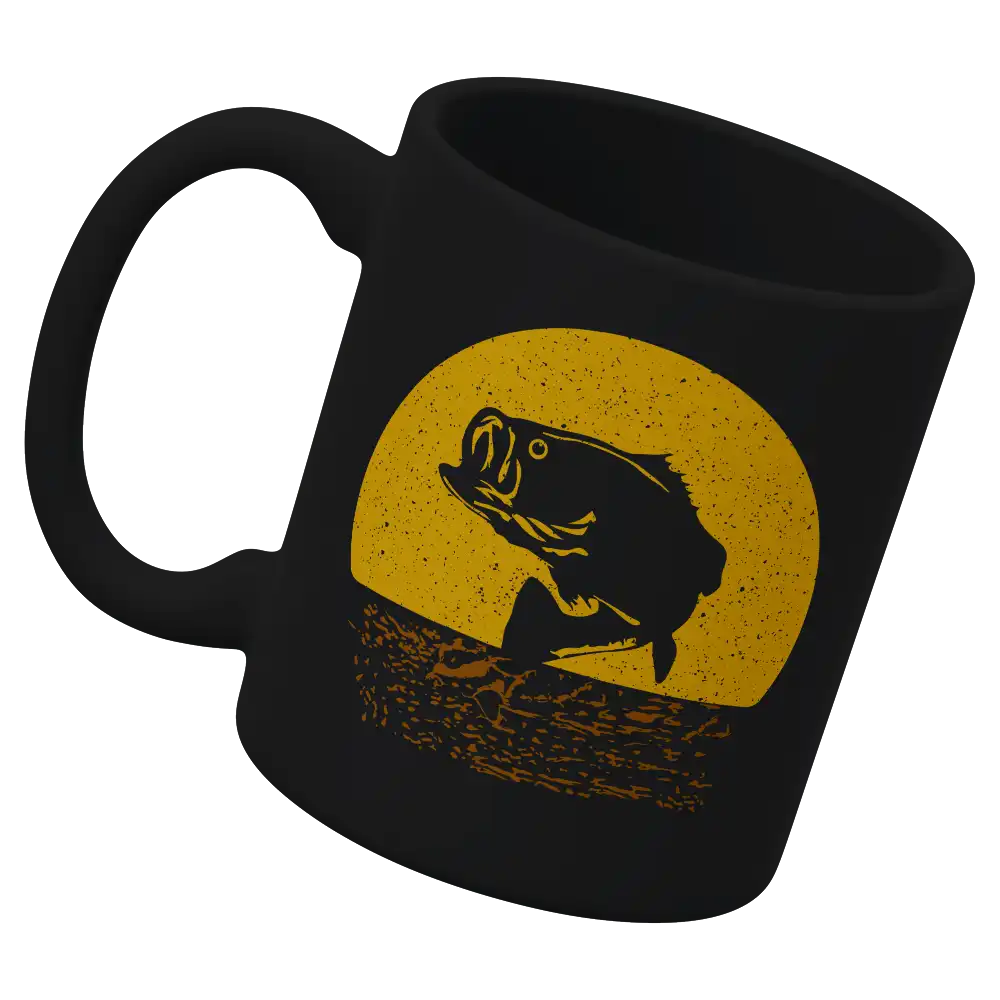 Fishing 11oz Mug with UV printed design, showcasing a vibrant fishing theme, perfect for coffee or tea lovers.