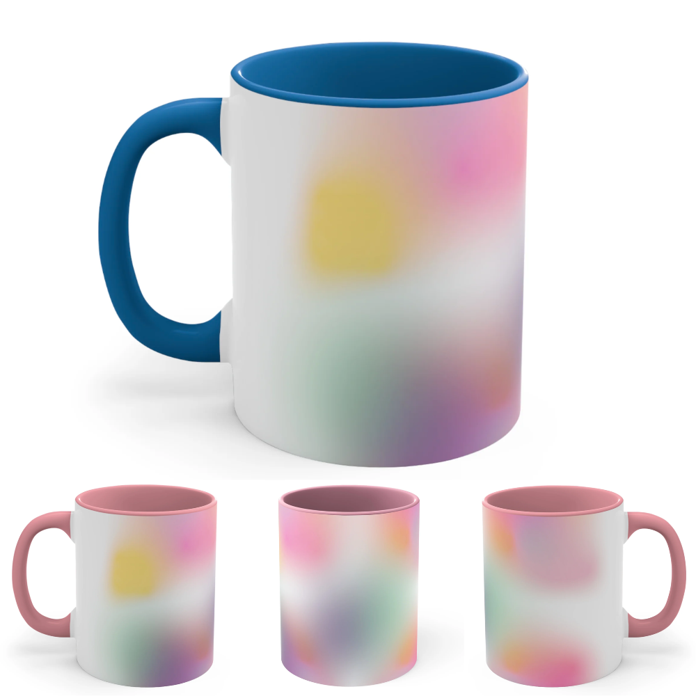 A stylish Floating Gradient Coffee Tea Mug featuring a white exterior with a colorful interior and handle, perfect for hot beverages.