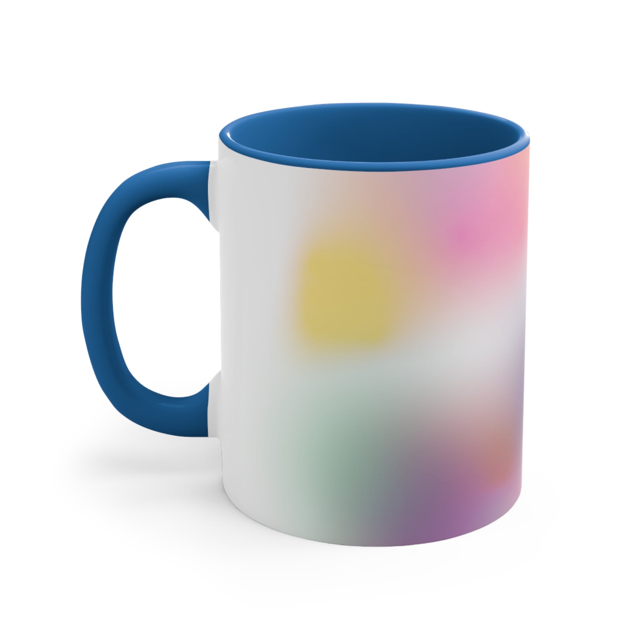 A stylish Floating Gradient Coffee Tea Mug featuring a white exterior with a colorful interior and handle, perfect for hot beverages.