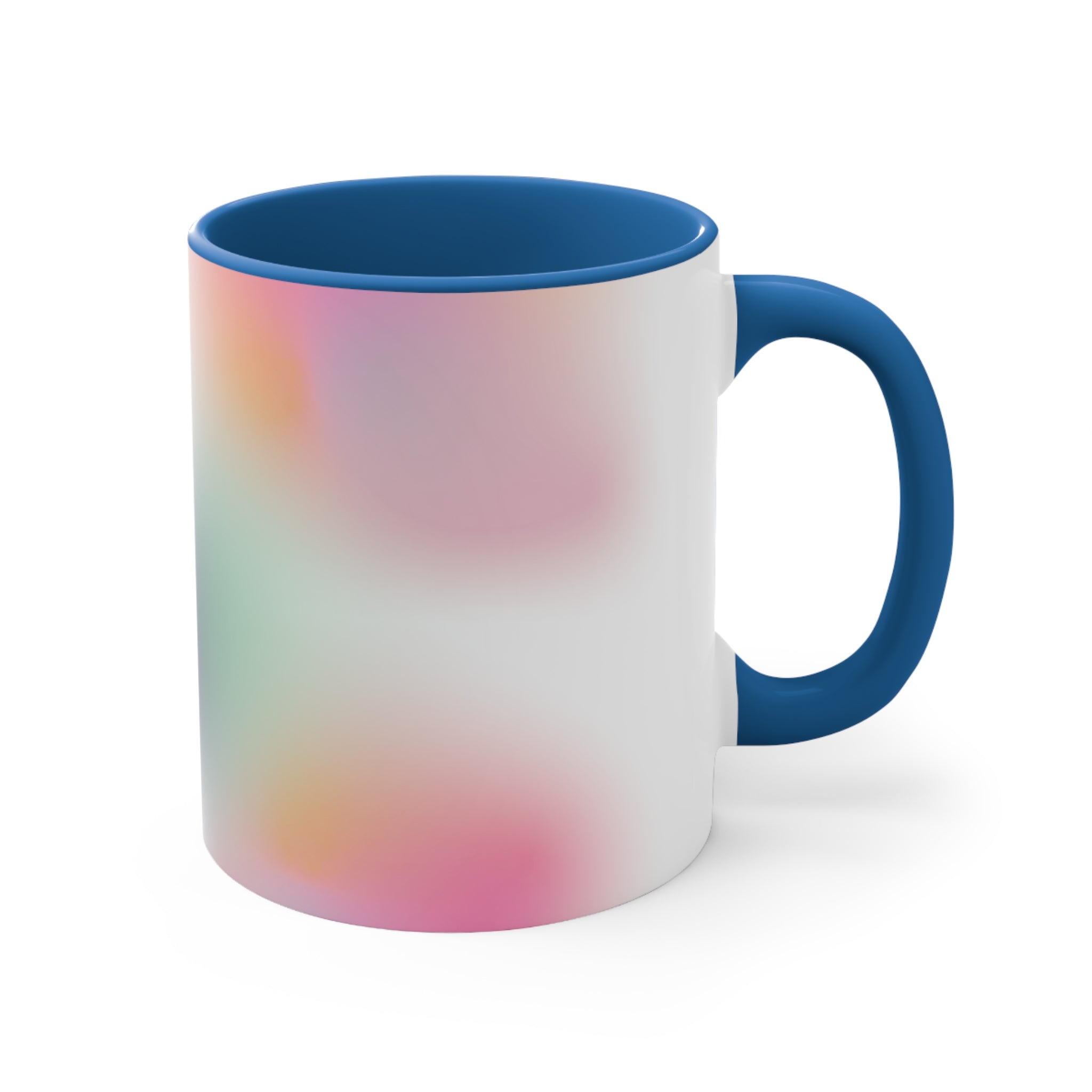 A stylish Floating Gradient Coffee Tea Mug featuring a white exterior with a colorful interior and handle, perfect for hot beverages.