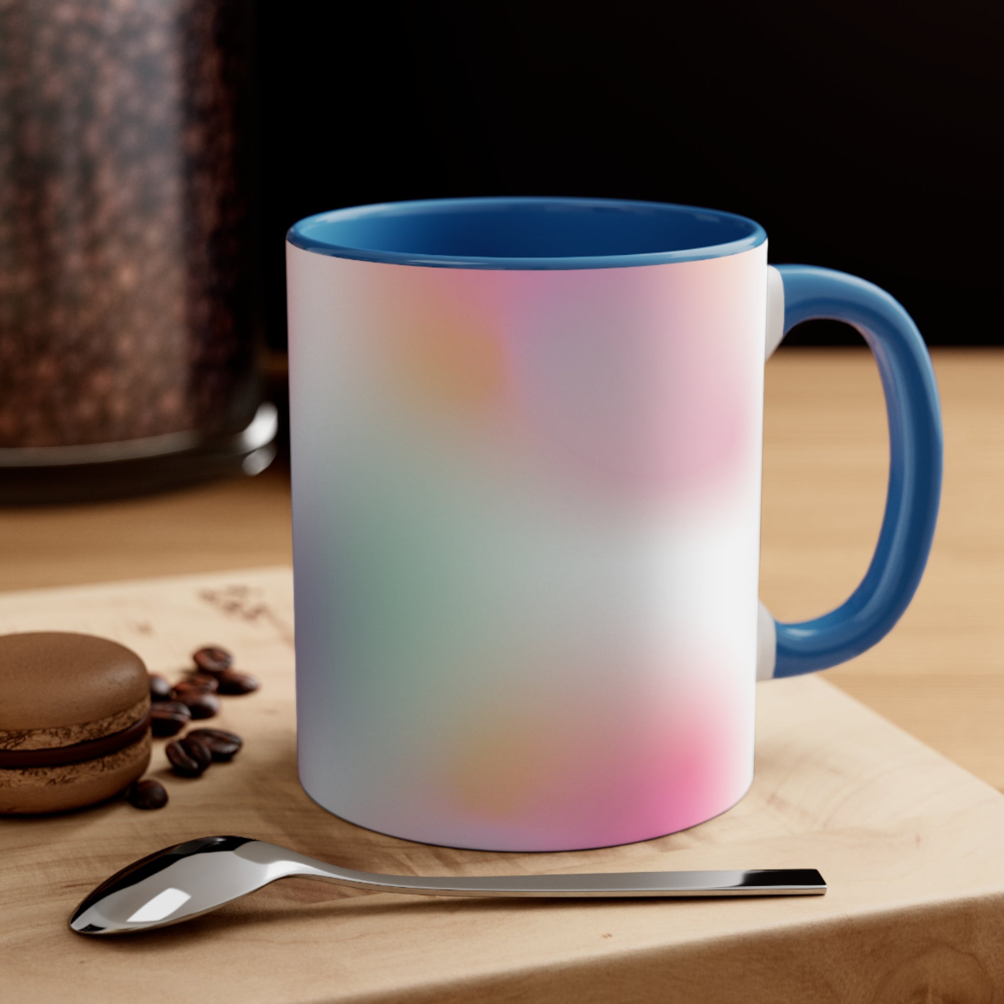 A stylish Floating Gradient Coffee Tea Mug featuring a white exterior with a colorful interior and handle, perfect for hot beverages.