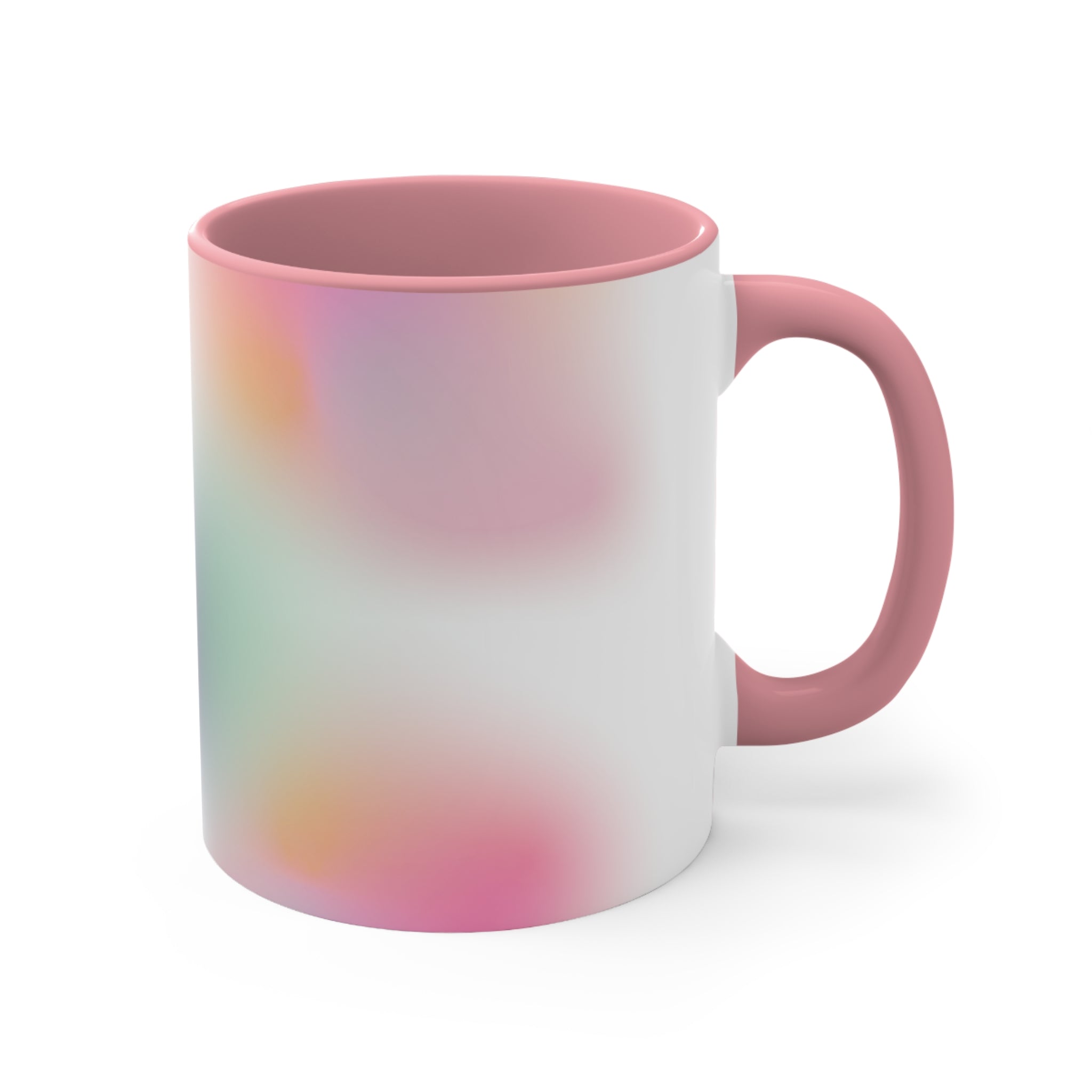 A stylish Floating Gradient Coffee Tea Mug featuring a white exterior with a colorful interior and handle, perfect for hot beverages.