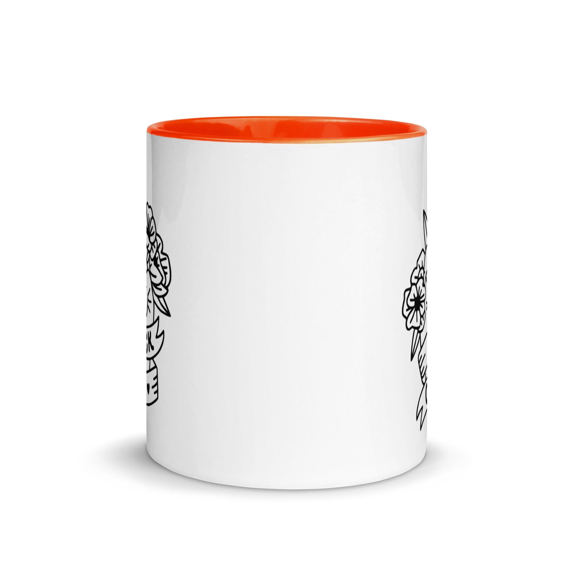 Colorful ceramic Fuck Off Mug with vibrant rim and handle, perfect for coffee or tea.