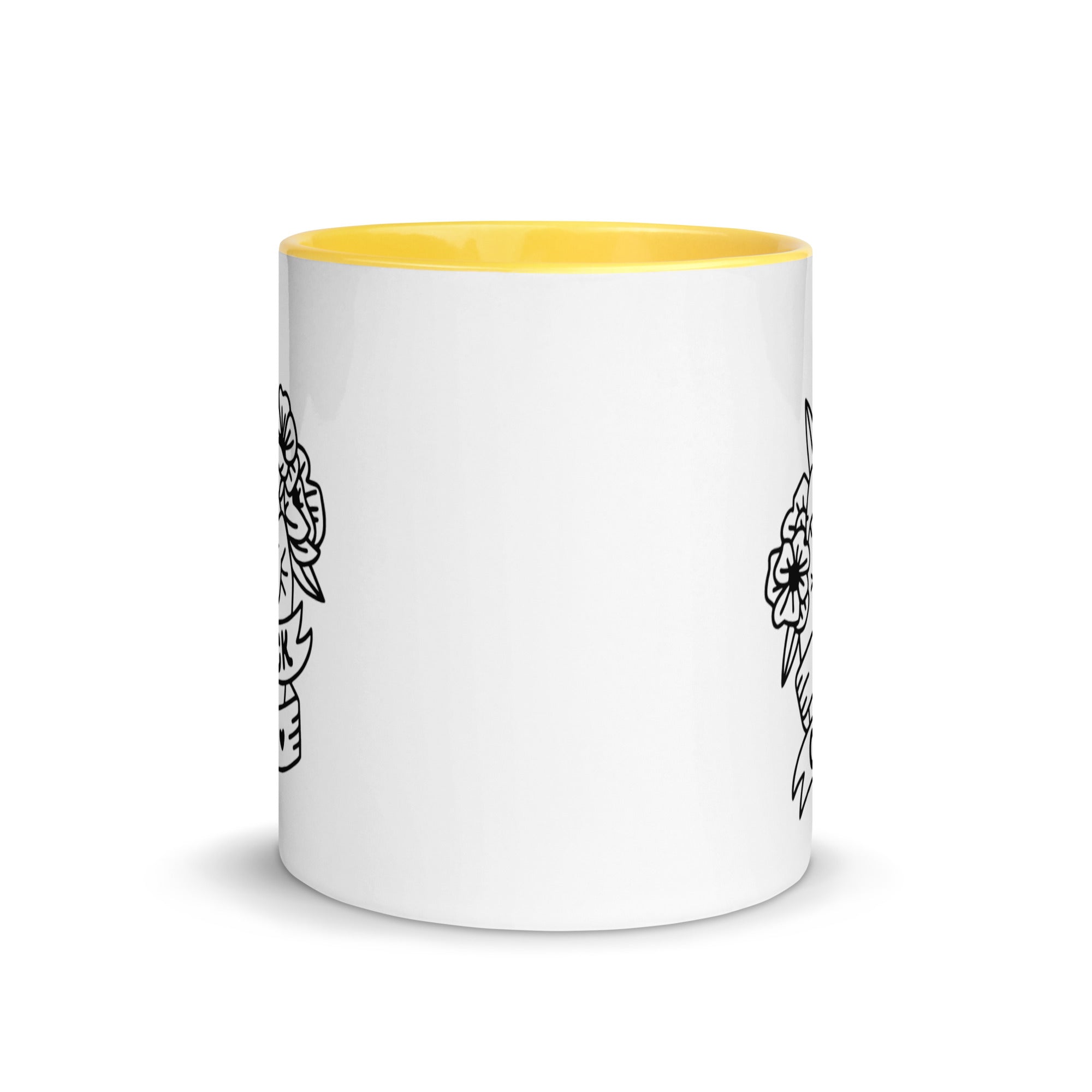 Colorful ceramic Fuck Off Mug with vibrant rim and handle, perfect for coffee or tea.