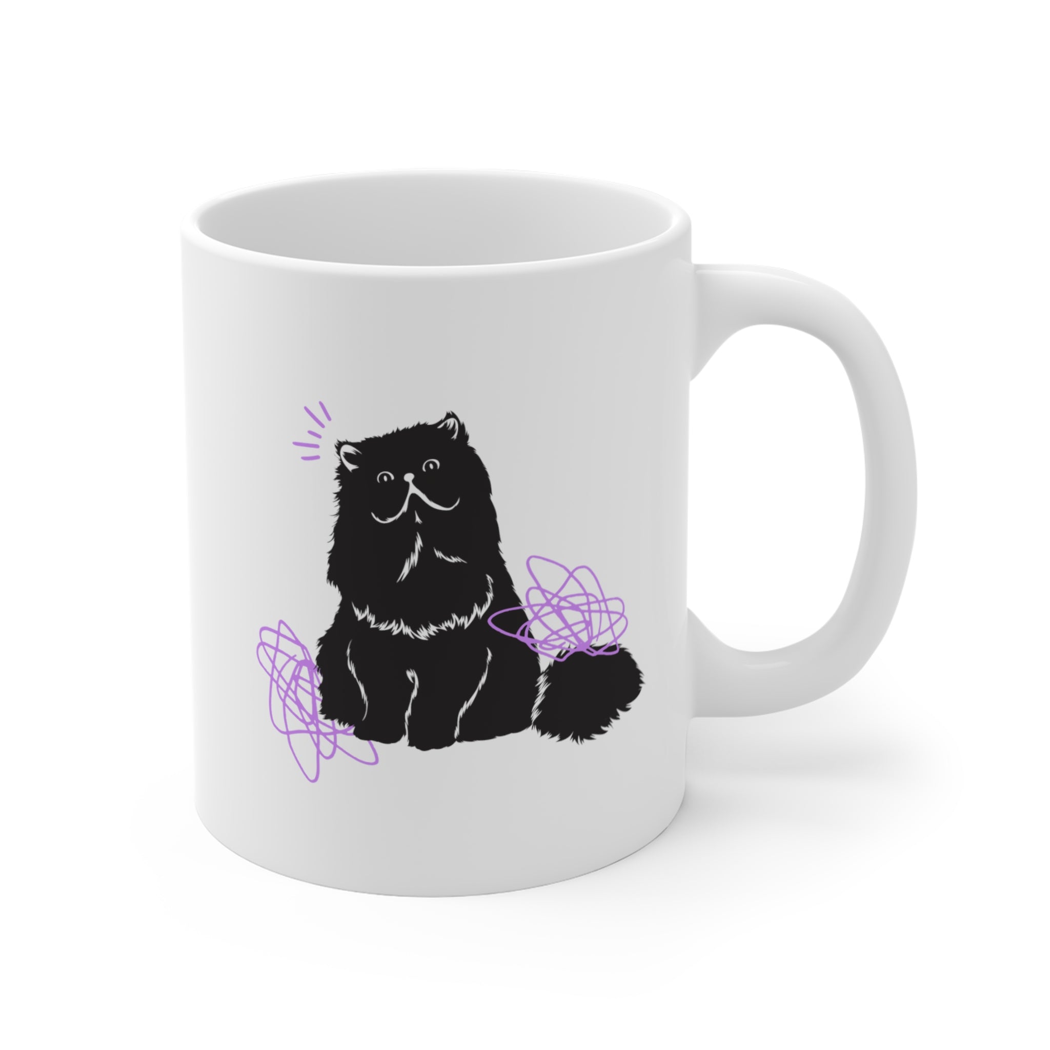 Funny Cat Hair Mug featuring a humorous design, perfect for coffee and tea lovers.