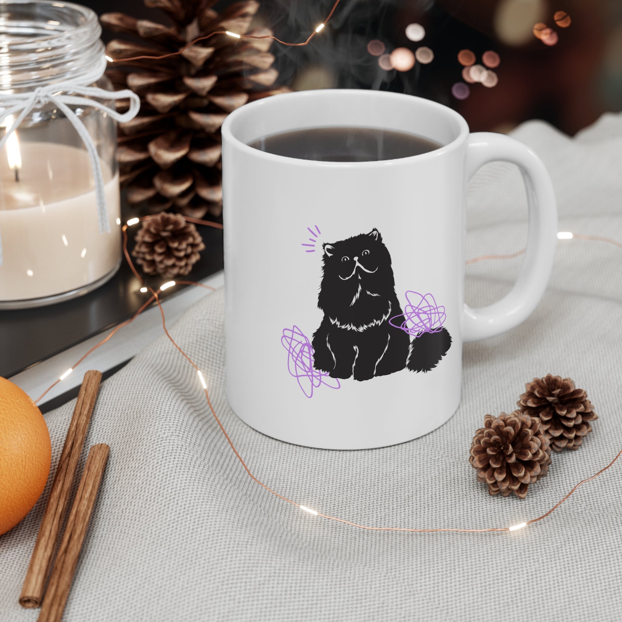 Funny Cat Hair Mug featuring a humorous design, perfect for coffee and tea lovers.