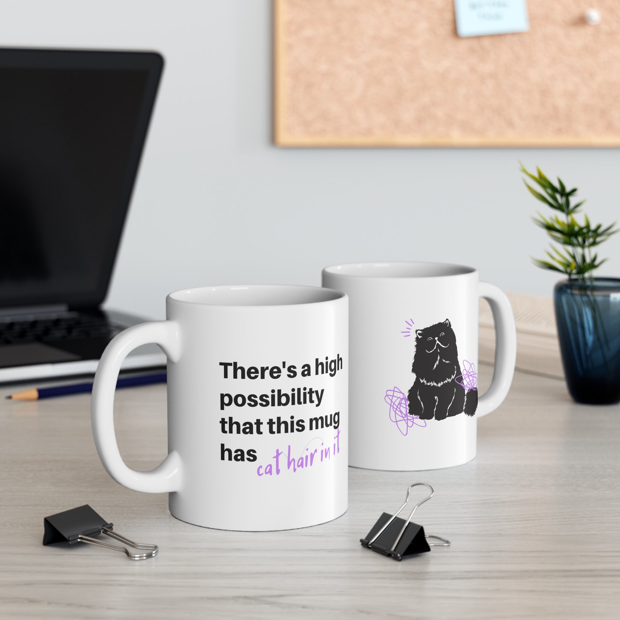 Funny Cat Hair Mug featuring a humorous design, perfect for coffee and tea lovers.