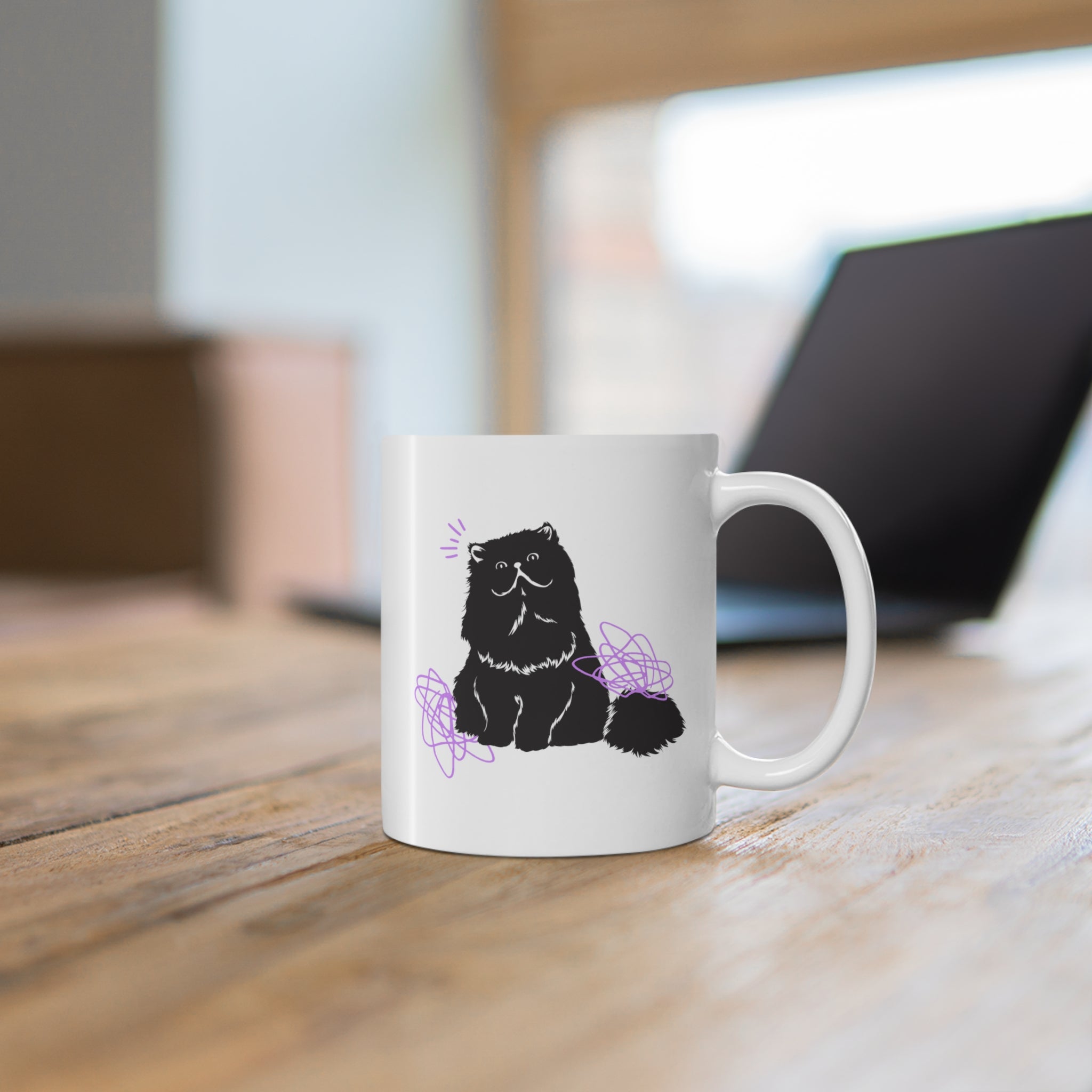 Funny Cat Hair Mug featuring a humorous design, perfect for coffee and tea lovers.