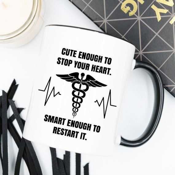 Funny Nurse Mug featuring humorous text, perfect for coffee lovers and nurses, showcasing a vibrant design.