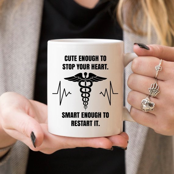 Funny Nurse Mug featuring humorous text, perfect for coffee lovers and nurses, showcasing a vibrant design.