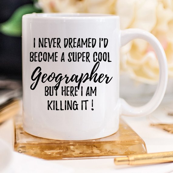 Geographer Mug featuring a vibrant design on both sides, crafted from high-grade ceramic, ideal for coffee or tea lovers.