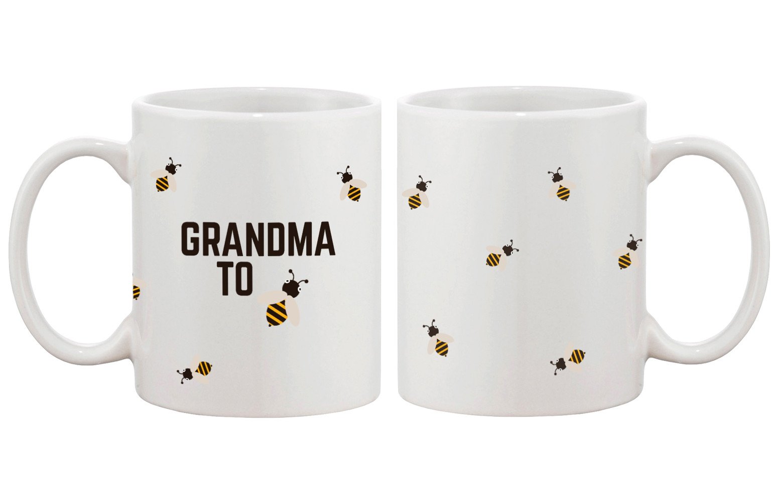 A white ceramic coffee mug with a funny graphic design for grandmothers, featuring a comfortable handle and a smooth surface, perfect for hot beverages.