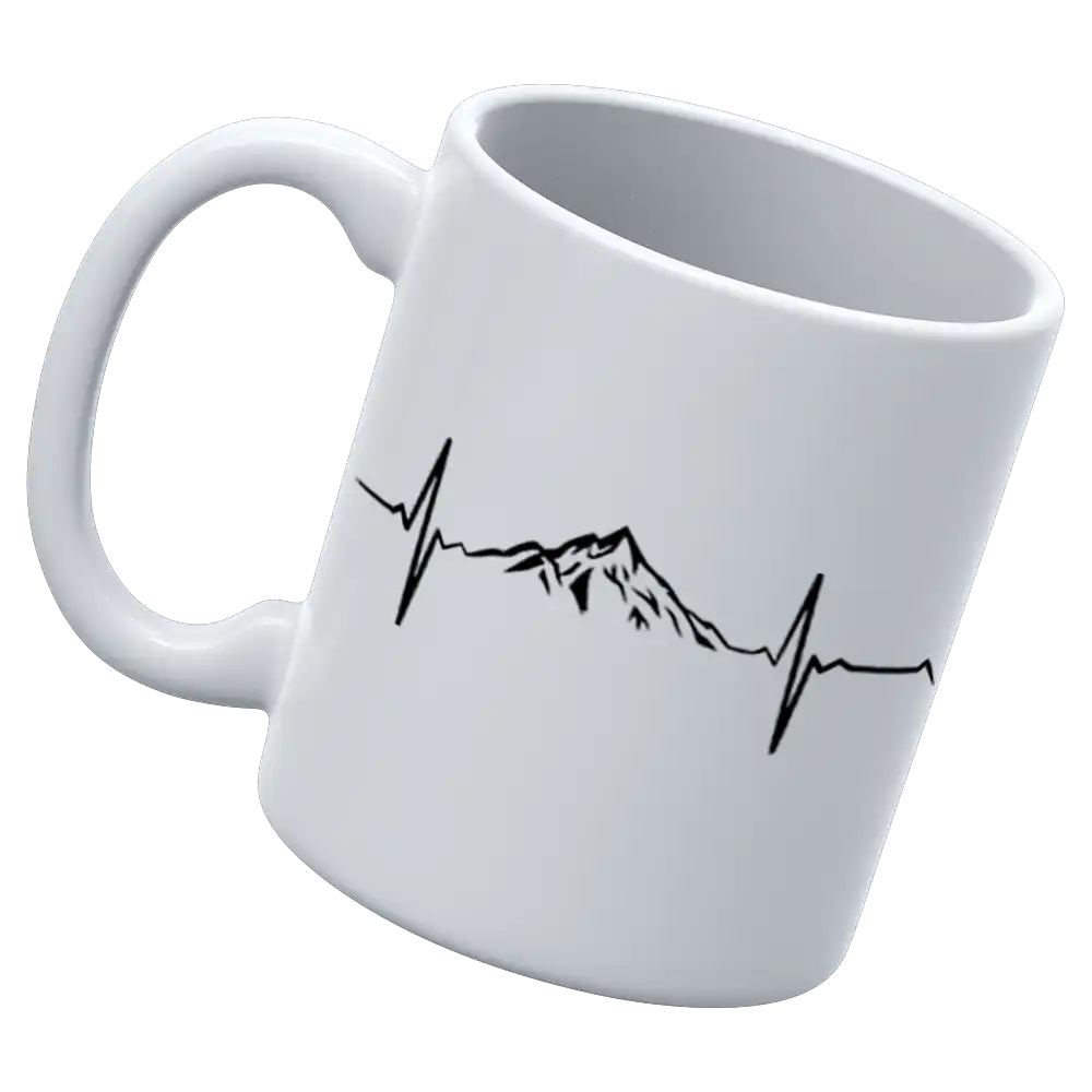 A stylish Heartbeat V1 11oz Mug featuring a vibrant UV printed design, perfect for hot and cold beverages.