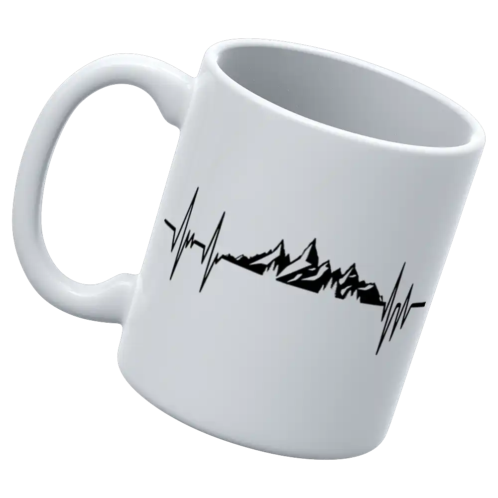 A stylish Heartbeat V2 11oz Mug featuring vibrant UV printed designs, perfect for hot and cold beverages.