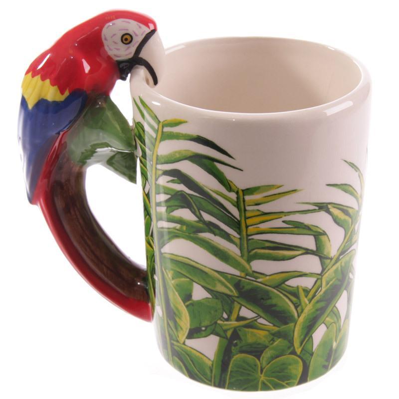 High Quality Parrot Style Coffee Tea Cup featuring a vibrant parrot cartoon design, made from durable porcelain.