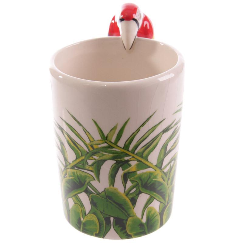 High Quality Parrot Style Coffee Tea Cup featuring a vibrant parrot cartoon design, made from durable porcelain.