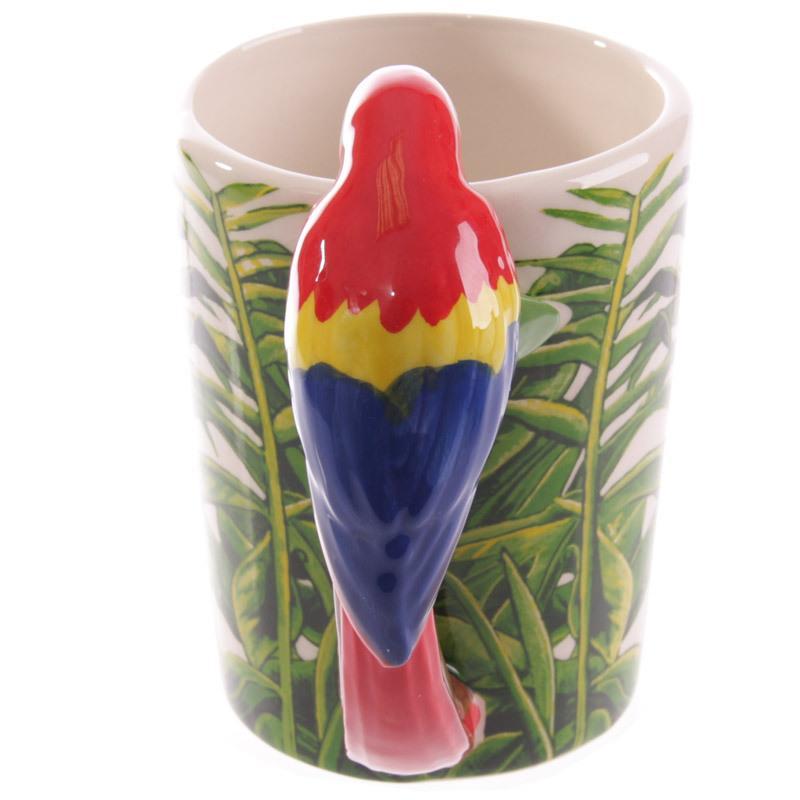 High Quality Parrot Style Coffee Tea Cup featuring a vibrant parrot cartoon design, made from durable porcelain.