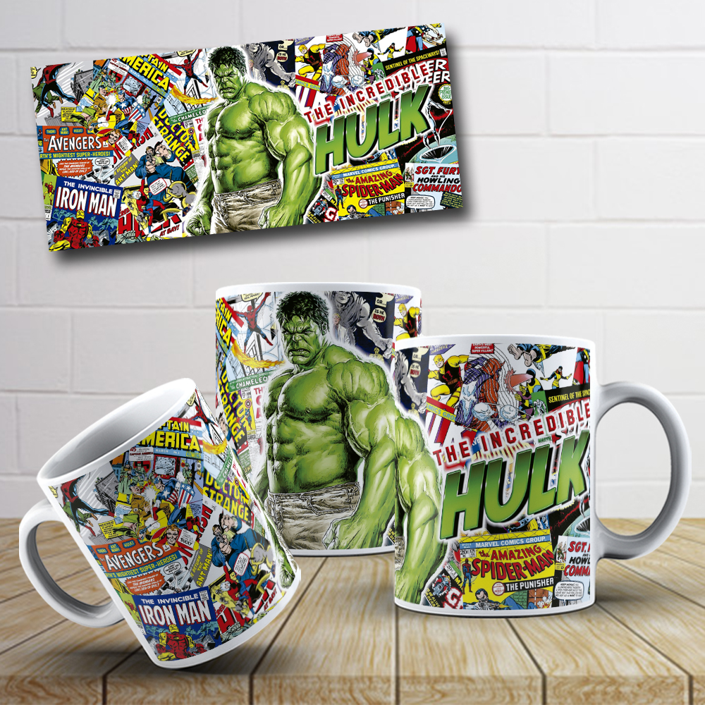 Hulk Superhero Coffee Mug featuring vibrant green design and iconic Hulk artwork, perfect for fans and collectors.