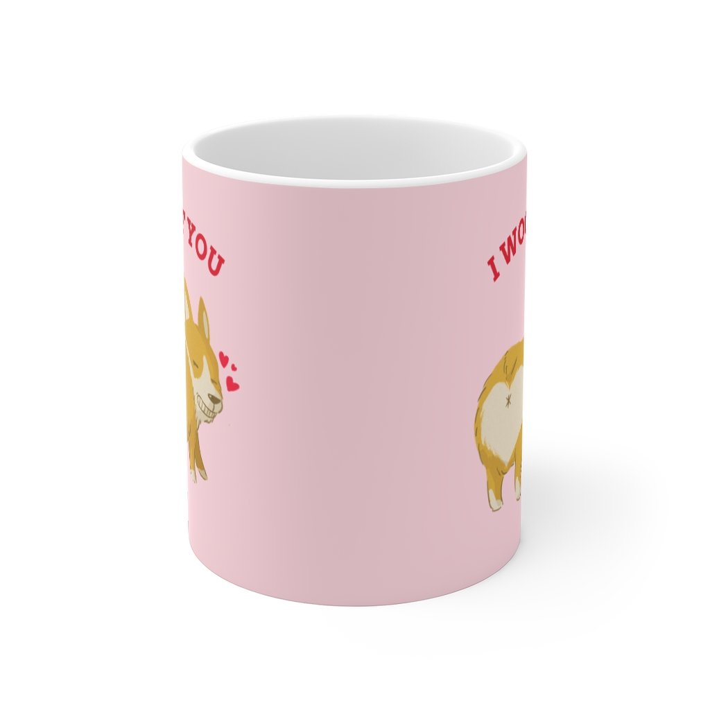 I Woof You Dog Lovers Mug in white ceramic with a C-handle, perfect for coffee and tea.