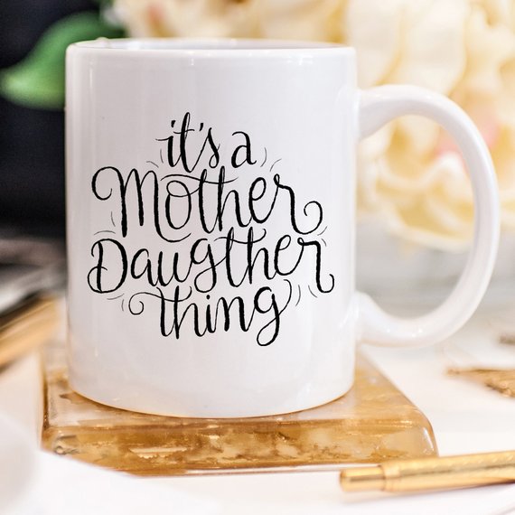 Funny coffee mug featuring a humorous design celebrating the mother-daughter relationship, made from high-quality ceramic.