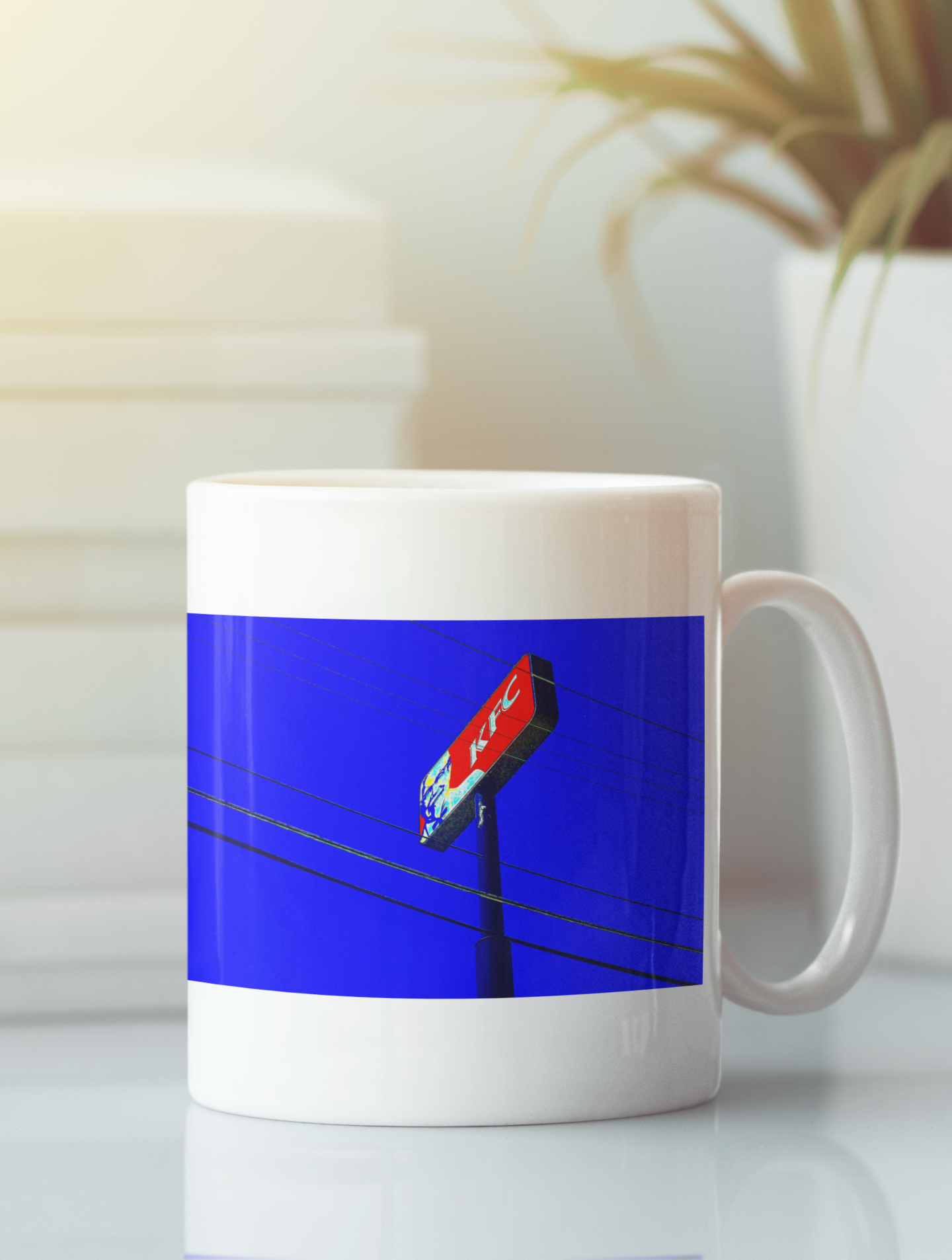 Kentucky Fried Chicken Abstract Pop Art Coffee Mug in black and white ceramic with a trendy design, perfect for coffee or tea.