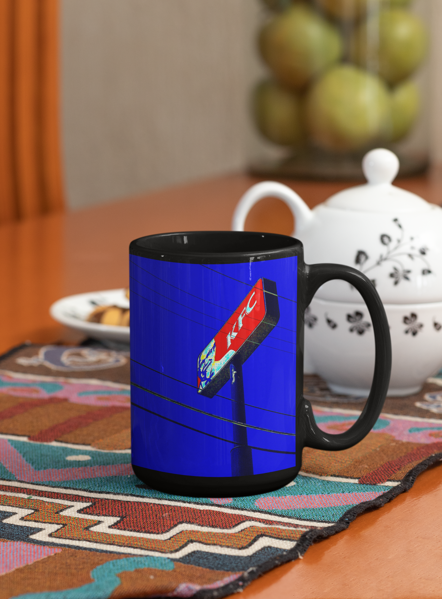 Kentucky Fried Chicken Abstract Pop Art Coffee Mug in black and white ceramic with a trendy design, perfect for coffee or tea.