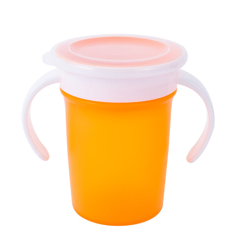 Leak Proof Silicone Baby Drinking Cup in various colors with a 360-degree design, showcasing its non-slip handle and safe mouthpiece.